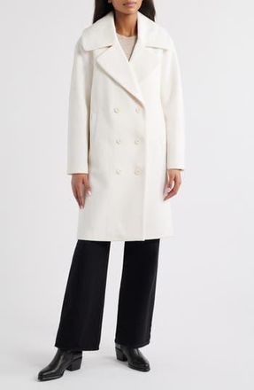 Bernardo Double Breasted Knit Coat in White at Nordstrom Rack, Size Small