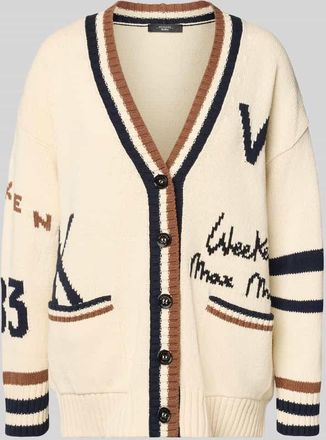 Max Mara Oversized Strickjacke aus Baumwoll-Mix Modell BLASONE in Ecru, Gr&ouml;&szlig;e XL