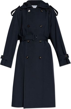 Bottega Veneta Double-breasted Trenchcoat - Dames - Trenchcoats - Blauw - 40 EU - Wol - Jassen
