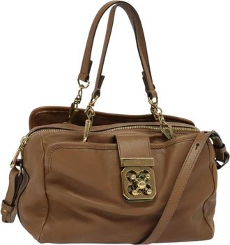 Chlo&eacute; Elsie Satchel Leather Brown Leather Handbag (Pre-Owned)