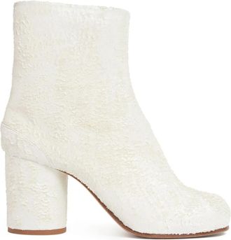 Maison Margiela Witte Parel Su&egrave;de Lasergesneden Laarzen - Dames - Laarzen met Hak - Wit - 37 EU - Su&egrave;de - Schoenen