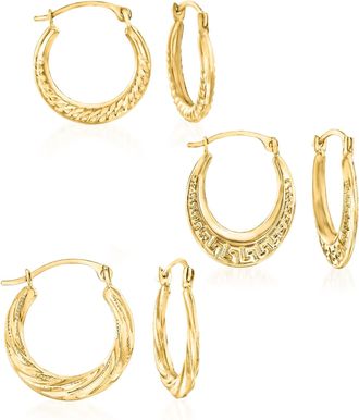 Ross-Simons 14kt Yellow Gold Jewelry Set: 3 Pairs Of Hoop Earrings