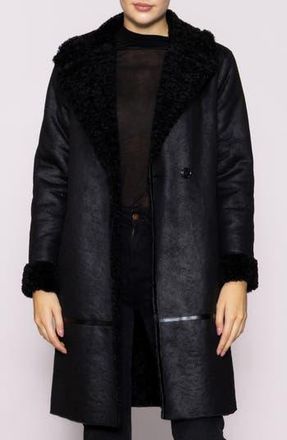 Melloday Faux Shearling Lined Faux Leather Coat in Black at Nordstrom Rack, Size X-Small