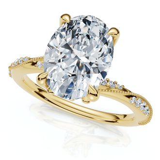 Pompeii3 2 1/5Ct Oval Diamond Engagement Camellia Ring 14k Gold Lab Grown