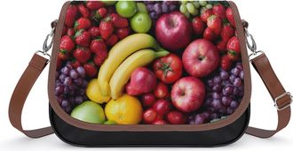 Generic Fruit Vegetable Grape Strawberry Banana Fashion Womens Crossbody Bags Novelty Handbag Shoulder Bag Purse
