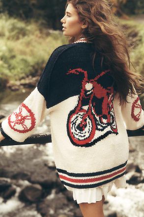 Pilcro Cotton Blend Motorcycle Cardigan Sweater