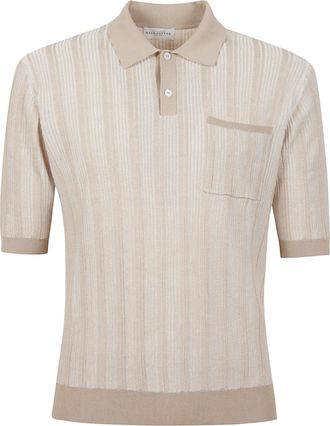 Ballantyne Stripe Short-Sleeve Cotton Polo Shirt