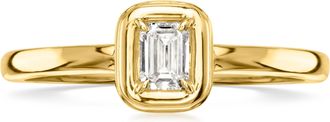 Ross-Simons Bezel-Set Emerald-Cut Lab-Grown Diamond Ring in 10kt Yellow Gold