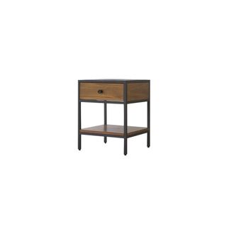 Tikamoon Mesita de noche de acacia maciza y metal