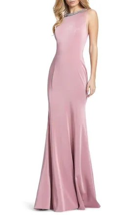 Mac Duggal Embellished Neck Trumpet Gown in Rose Pink at Nordstrom, Size 10