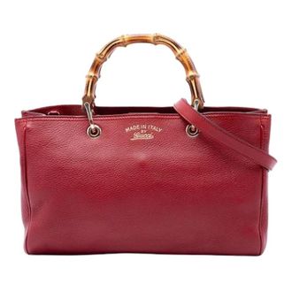 Gucci Pre-owned Bamboo Shopper Satchel - Dames - Pre-owned - Rood - Maat: ONE Size Leer