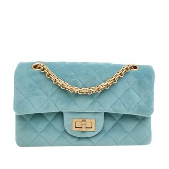 Chanel Blue Quilted Velvet Reissue 2.55 Single Flap 224