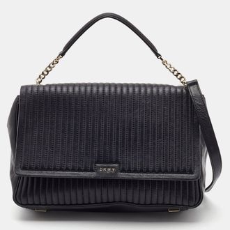 DKNY Dkny Black Quilted Leather Gansevoort Flap Top Handle Bag