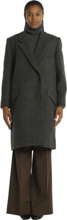 SOEUR Double-Breasted Coats, female, Gray, Size: XS Grey Double Breasted Wool Jacket