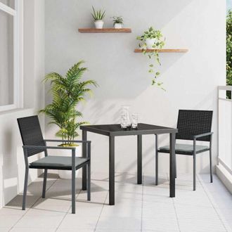 vidaXL Conjunto De Comedor De Jard&iacute;n 3 Pcs Negro Polirat&aacute;n Vidaxl
