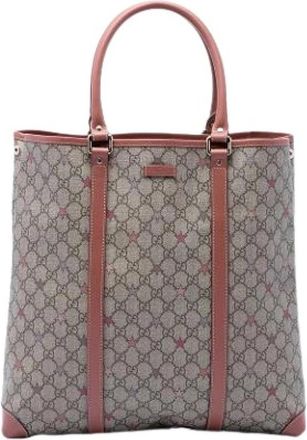 Gucci Pre-owned Canvas Tote Bag - Dames - Vintage Shopper - Beige - ONE Size - Leer - Vintage