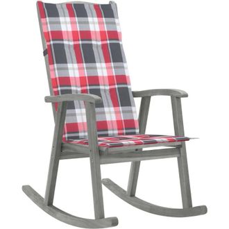 vidaXL Silla Mecedora Con Cojines Madera Maciza De Acacia Gris Vidaxl