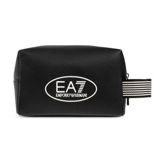 Emporio Armani Emporio Armani Ea7, Tassen, unisex, Zwart, ONE Size, Polyester, Cosmetische tas met logo-opdruk