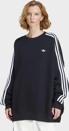 adidas Kapuzensweatshirt ADIDAS ORIGINALS 3S OS CRW, Damen, Gr. XL, schwarz, wei&szlig;, Obermaterial: 100% Baumwolle, Rundhals, angesetztes B&uuml;ndchen, Sweatshirts 