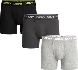 DKNY 3-Pack Stretch Cotton Boxer Briefs in Jet /black Lime Punch/Greyhtr at Nordstrom, Size Xx-Large