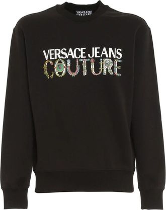 Versace Jeans Couture Logo Bedrukte Sweatshirt - Heren - Sweatshirts - Zwart - XL - Katoen - Hoodies & sweatvesten