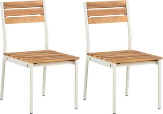 Beliani Conjunto De 2 Sillas De Jard&iacute;n Modernas De Madera De Acacia Con Listones Y Estructura De Metal Marr&oacute;n Corricella