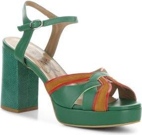 FLY London Ezui Ankle Strap Platform Sandal in Emerald at Nordstrom Rack, Size 10-10.5Us / 41Eu