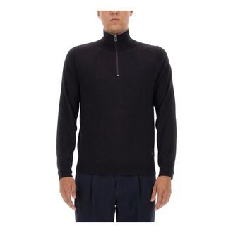 Paul Smith Turtlenecks, male, Blue, Size: XL Sweater Zip Neck