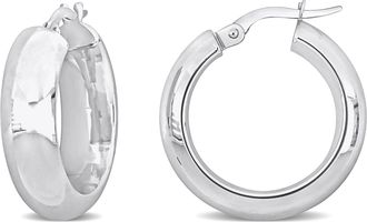 Mimi & Max 22mm Huggie Hoop Earrings in 10k White Gold