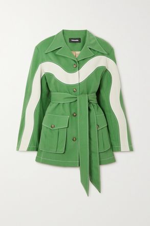 Ahluwalia Studio Giacca In Cotone Stretch E Twill Di Lyocell Con Cintura Lagos - Verde