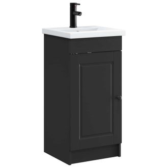 vidaXL Vanidad De Ba&ntilde;o Con Lavabo Negro 42 X 40 X 84,5 Cm Vidaxl