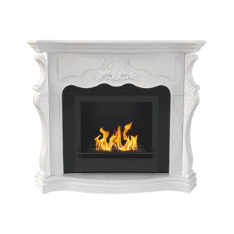 Dmora Chimenea De Bioetanol Dstringar, Chimenea Ecol&oacute;gica, Hogar Sin Humo, Calefactor De Etanol, Made In Italy, 123x39 H100 Cm, Blanco - Dmora
