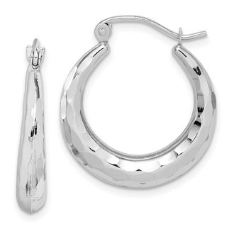 Diamond2Deal 10k Gold Polished & Diamond Cut Fancy Hoop Earrings