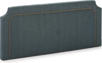 Marckonfort Marckonfort - Cabecero Tapizado May 140 X 60 Cm Azul. Tachuelas En Color Marr&oacute;n. Grosor Total 8 Cm