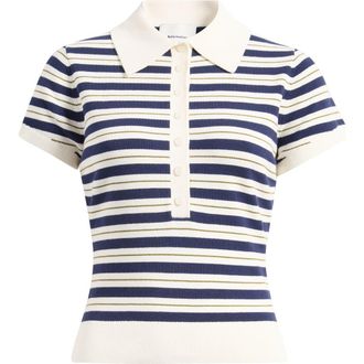 Reformation Bentley Crop Polo Sweater in Fior Di Latte Navy M at Nordstrom, Size X-Small