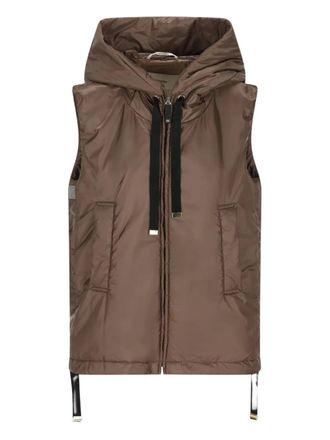 Max Mara Gilet con cappuccio e zip - Marrone