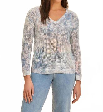 FDJ Mesh Vneck Top In Neutral