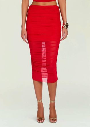 SER.O.YA Maja Midi Skirt In Derby Red/eggshell