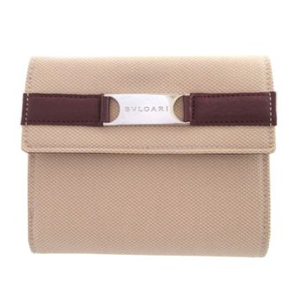 Bulgari Beige Bordeaux Canvas Wallet (Bi-Fold) (Pre-Owned)
