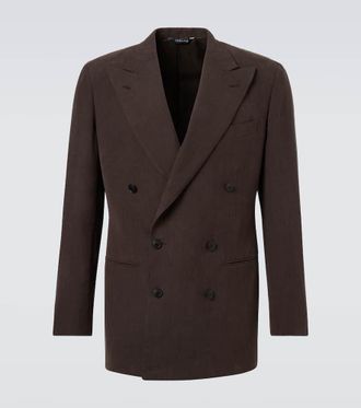 Saman Amel Double-breasted linen canvas blazer