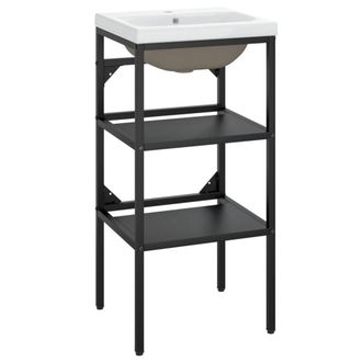 Berkfield Home Bathroom Washbasin Frame with Built-in Basin Black Iron