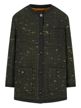 Gucci button-up tweed-fabric coat - Green