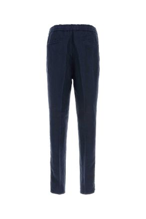 Brunello Cucinelli Mens Blue Linen Pant C6053 Exterior: Pantaloni Trousers