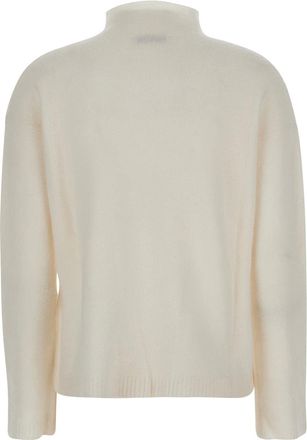 Max Mara Womens White Cashmere Blend High Neck Sweater Tops Top
