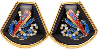 Hermès 2000-2025 Cloisonne emaille oorclips - Zwart