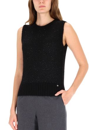 Herno Metallic Sequined Alpaca Vest - Black