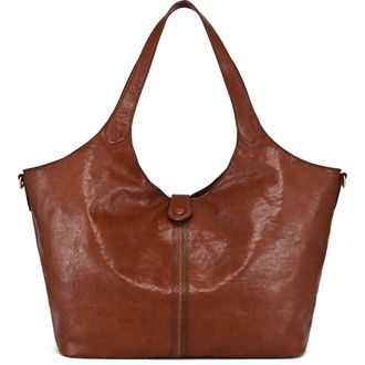 OLD TREND Marigold Genuine Leather Spacious Refined Carryall Tote in Cognac at Nordstrom