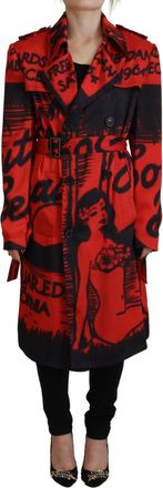 Dsquared2 Dsqua&sup2; Printed Button Colla Desigual Coat Womens Jacket (Pre-Owned)