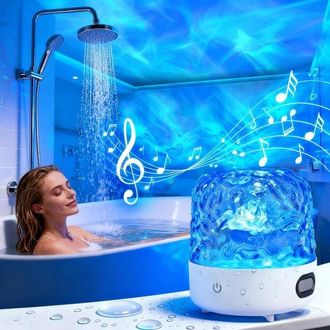 OEM L&aacute;mpara De Ducha Impermeable Con Altavoz Bluetooth Y Ruido Blanco, Proyector De Olas Oce&aacute;nicas De 16 Colores, Control Remoto Y T&aacute;ctil