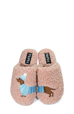 MeMoi Doggone Silly Faux Shearling Memory Foam Slipper in Blush at Nordstrom, Size Large